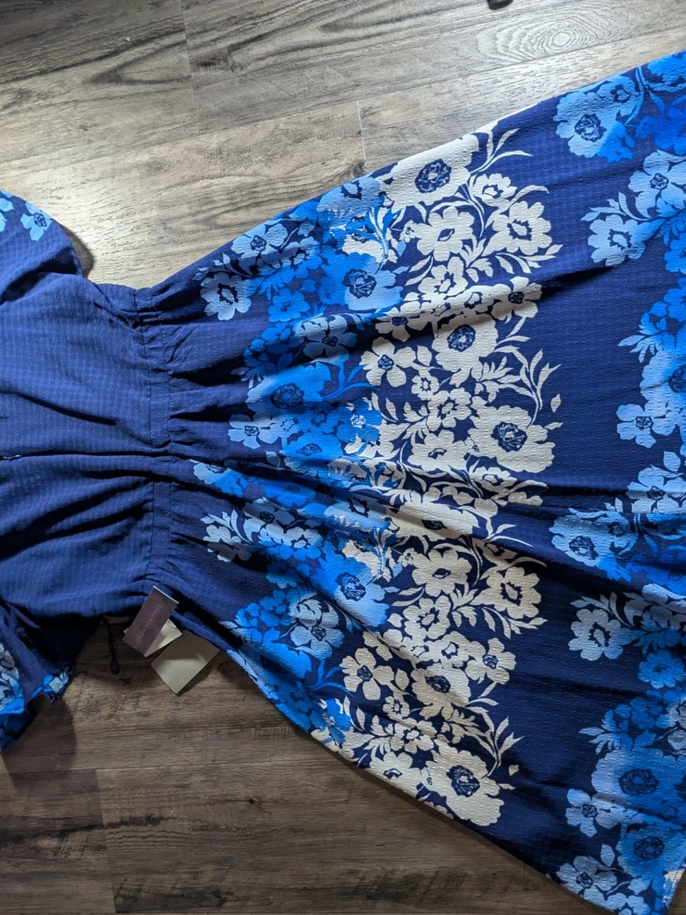 London Times Blue Floral Flutter Sleeve Fit & Flare Dress – Size 12 - Picture 3 of 9
